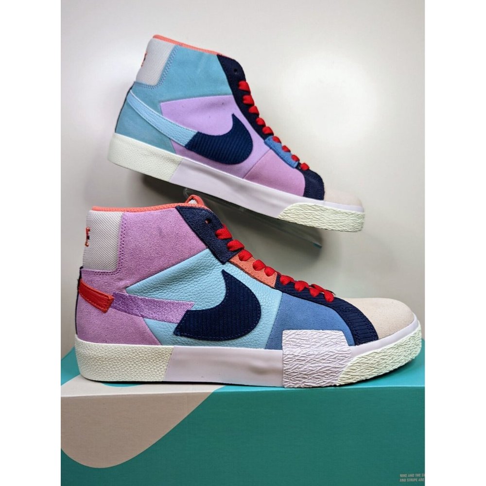 NIB Nike Men's SB Zoom Blazer Mid PRM Mosaic Purple Blue DA8854-500 Men's Sz 9.5